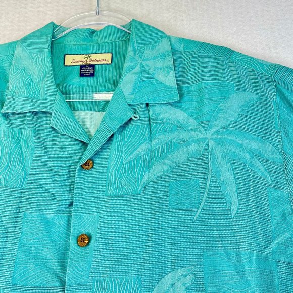 Tommy Bahama Shirts Tommy Bahama Men M Blue Silk Hawaiian Plam Tree